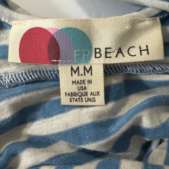 FP Beach Soft Blue Striped Tunic/Dress/Coverup. Open Back Detail, Ruffle Front. - Picture 10 of 16